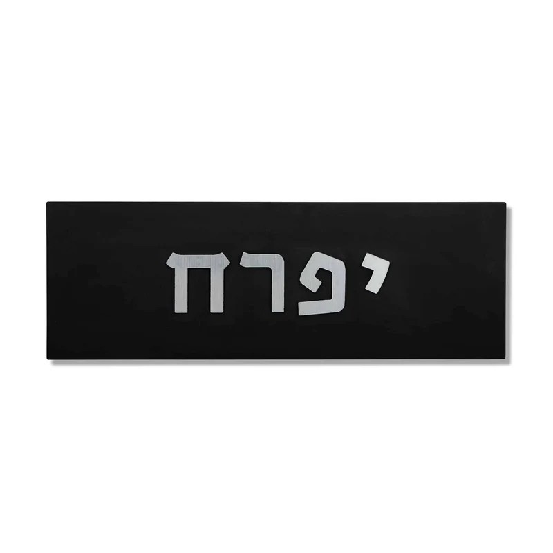 שלט כניסה בעיצוב אישי מבטון נקי בצבע שחור עם כיתוב כסף - דגם Israel