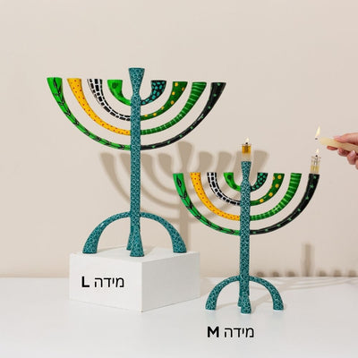 חנוכיה ענקית ויוקרתית צבועה באמייל בעבודת יד - דגם The Classic Premium 