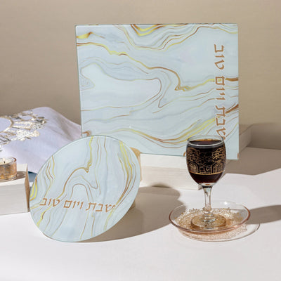 סט שולחן שבת יוקרתי בגווני זהב ולבן - דגם Golden Harmony (Copy) 