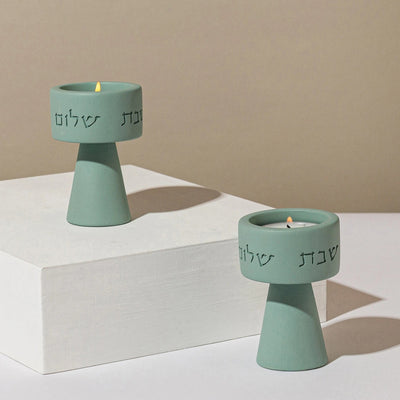 פמוטים מעוצבים בעבודת יד לשבת – דגם Solura  מנטה