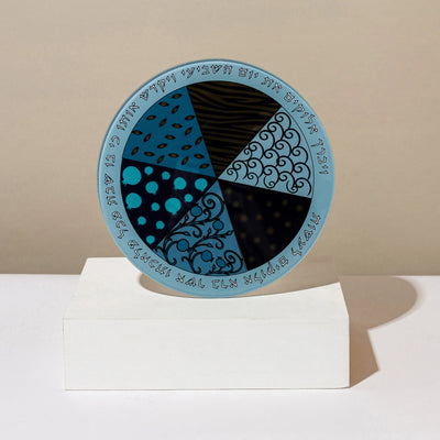 מגש חלה מזכוכית עם הדפס אומנותי – דגם Aqua Spirit 