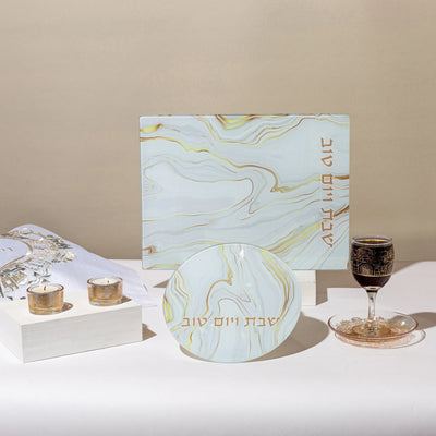 כוס קידוש יוקרתית מזכוכית על רקע ירושלים - מודל Glass & Gold (Copy) 