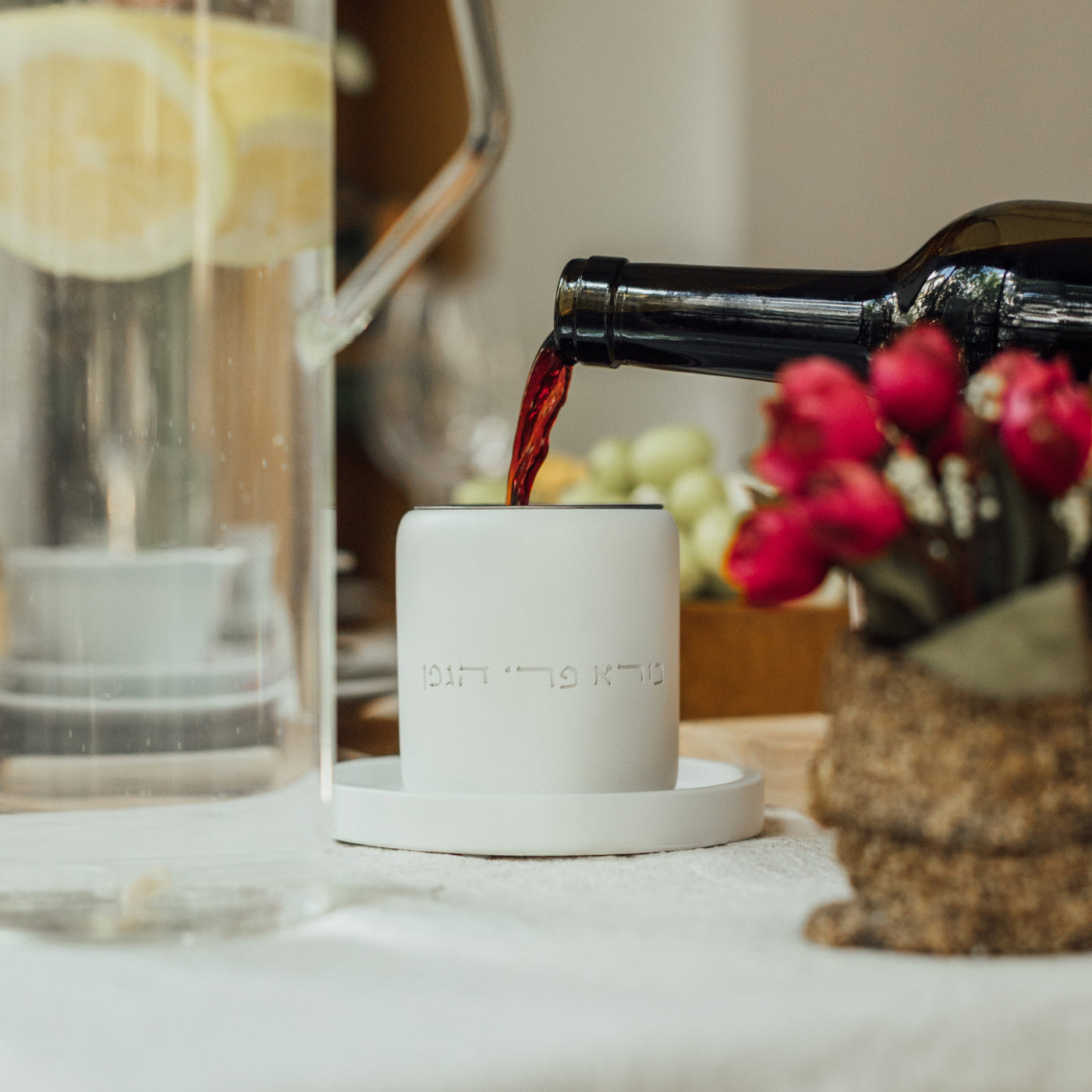 כוס קידוש יוקרתית מבטון טבעי - מודל Noble 