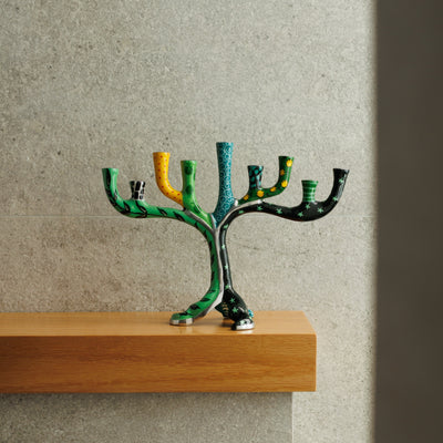 חנוכית שמן יוקרתית מעוטרת ציורים בעבודת יד - דגם Safari Style 