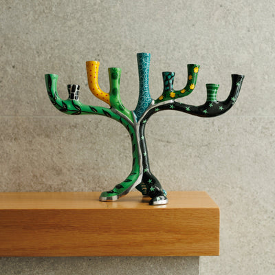 חנוכיה מיוחדת ויוקרתית מאלומיניום יצוק צבועה בעבודת יד - דגם Safari Style 