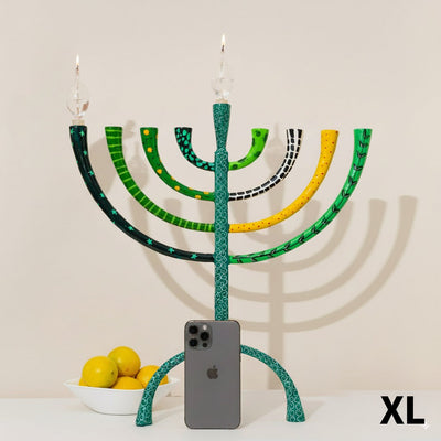 חנוכיה ענקית ויוקרתית צבועה באמייל בעבודת יד - דגם The Classic Premium 