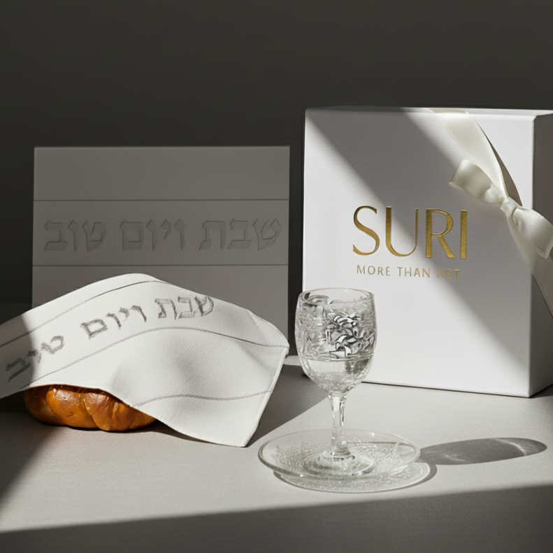 סט לשבת בעיצוב יוקרתי, מנימליסטי ועל זמני- דגם Silver Spark 