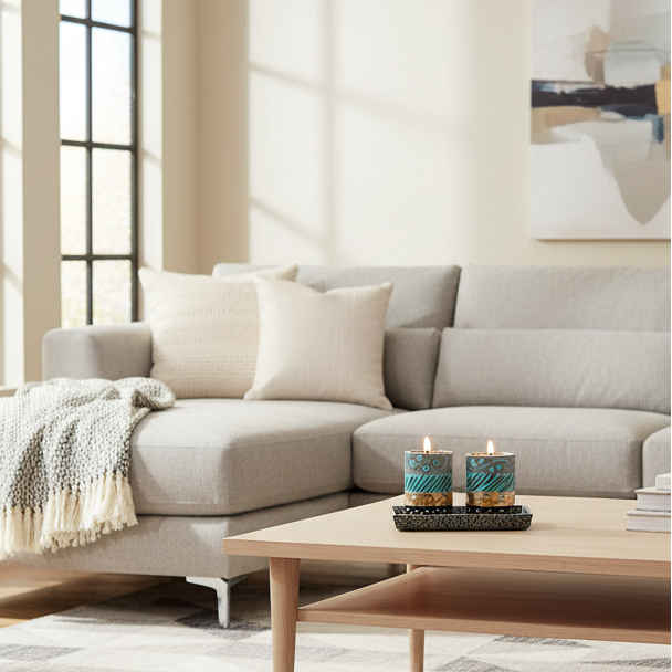 פמוטים צבעוניים בעבודת יד עם מגש – נגיעה של אור עם הרבה סטייל - דגם Glows 