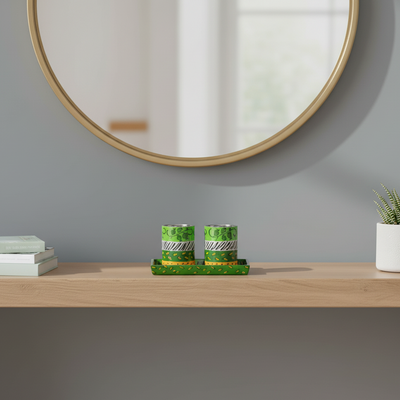 פמוטים צבעוניים בעבודת יד עם מגש – נגיעה של אור עם הרבה סטייל - דגם Glows 