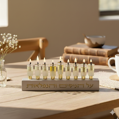חנוכיות מיוחדות מבטון טבעי בעיצוב נקי ומינימליסטי - דגם The Miracle Of Light 