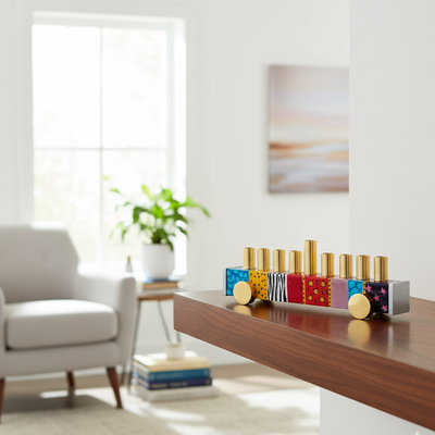 חנוכייה לילדים בעיצוב מודרני בצבעי אמייל עבודת יד - דגם Kids Favorite 