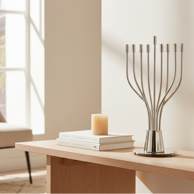 חנוכיה ענקית ויוקרתית מניקל וציפוי זהב - דגם The Holy Spirit 