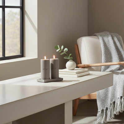 זוג פמוטים לשבת מבטון נקי בגוונים קלאסיים - דגם Concrete Flow 