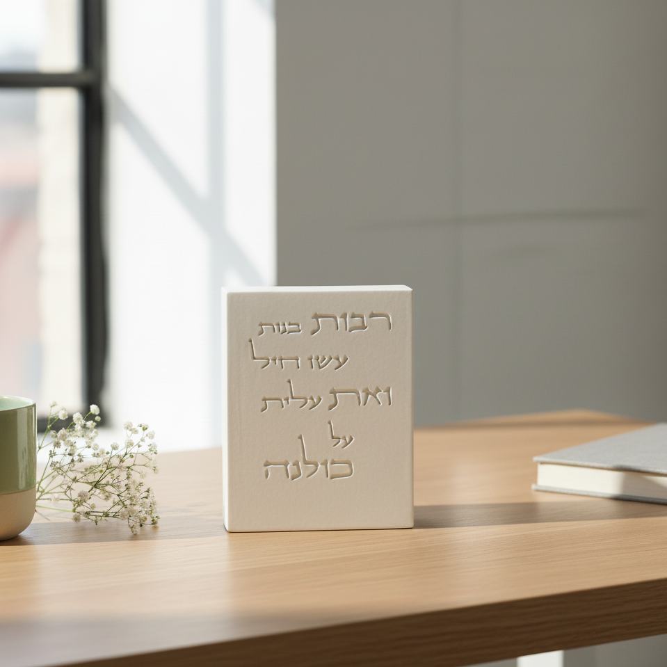 ברכת אשת חיל מודרנית יוקרתית מבטון טבעי – דגם Crown 