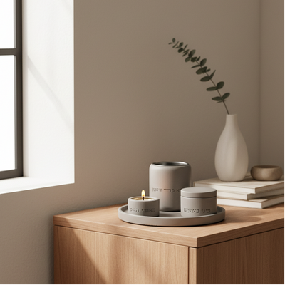 סט הבדלה אלגנטי ויוקרתי מבטון נקי - דגם Luxe 