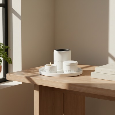 סט הבדלה אלגנטי ויוקרתי מבטון נקי - דגם Luxe 