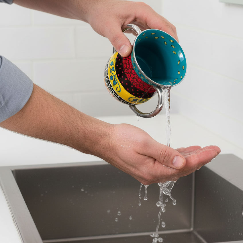 נטלת ידיים בעבודת יד עם טאץ’ עיצובי – יציקת אלומיניום בציפוי אמייל מרהיב – דגם Clearance 