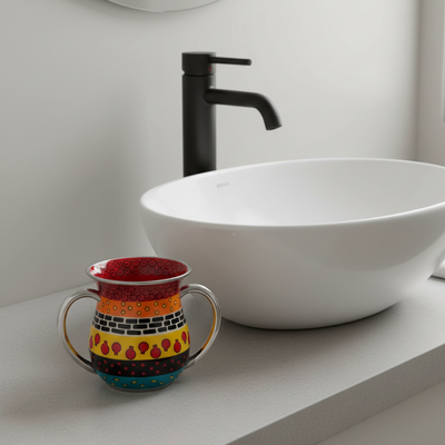 נטלת ידיים בעבודת יד עם טאץ’ עיצובי – יציקת אלומיניום בציפוי אמייל מרהיב – דגם Clearance 