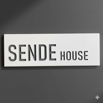 שלט בעיצוב אישי לדלת עם שמות לחריטה מבטון בצבע לבן נקי - דגם Snow 