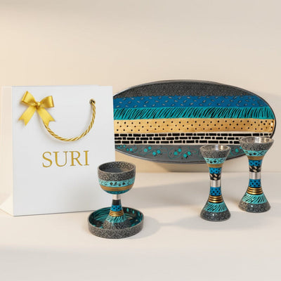 סט שבת יוקרתי בעיצוב אומנותי – דגם Blue Elegance 